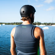 Follow Corp Men's Life Jacket - Black/Green in use