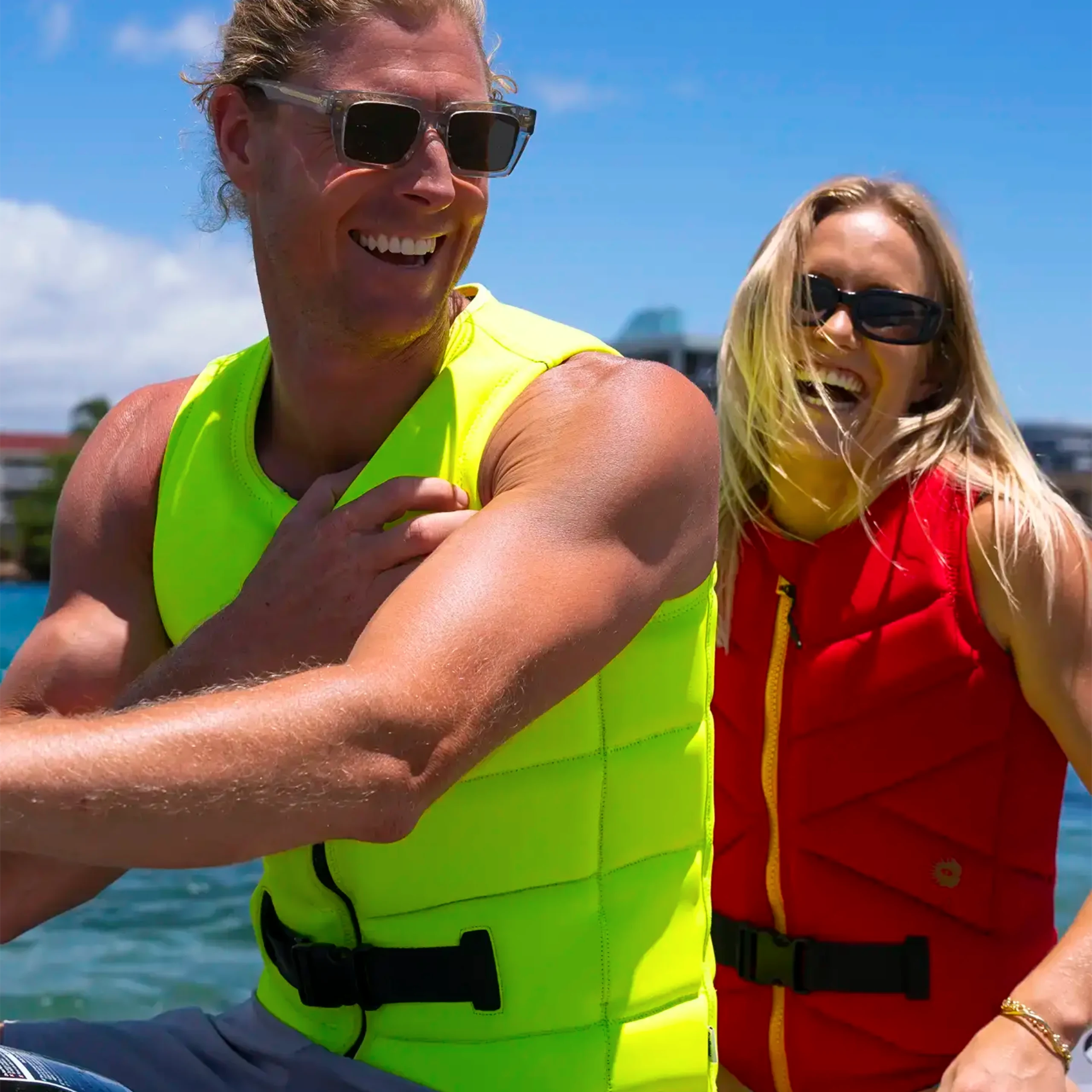 Follow Corp Men's Life Jacket - Yellow L50 in use