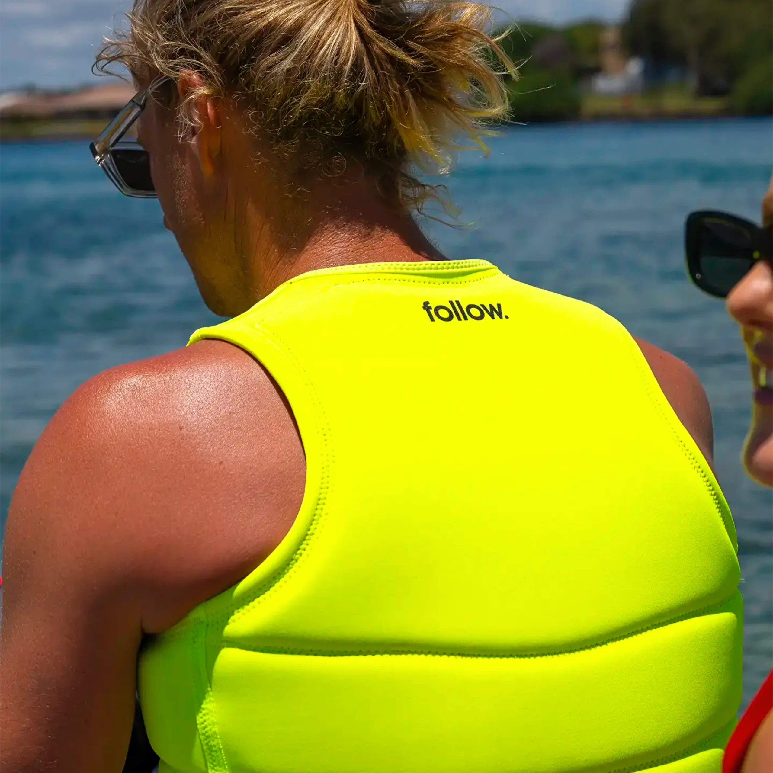 Follow Corp Men's Life Jacket - Yellow L50 in use