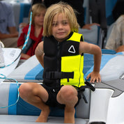 Follow Corp Infant Life Jacket - Fluro Yellow/Black in use