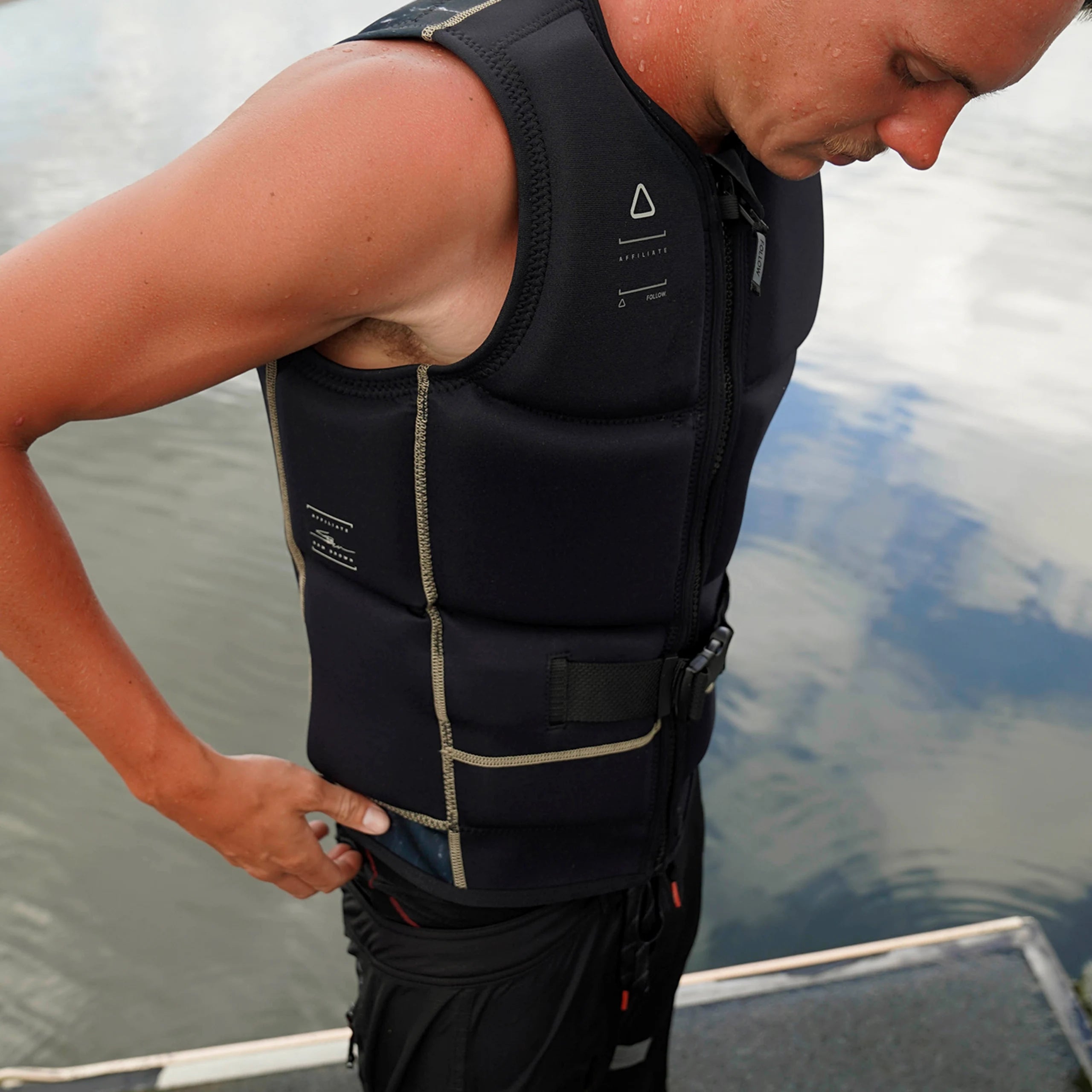 Follow Affiliate Men's Life Jacket - Black/Black in use