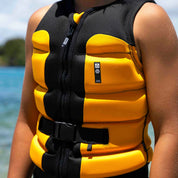 Follow Global Youth Life Jacket - Black/Orange in use