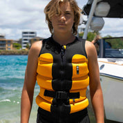 Follow Global Youth Life Jacket - Black/Orange in use