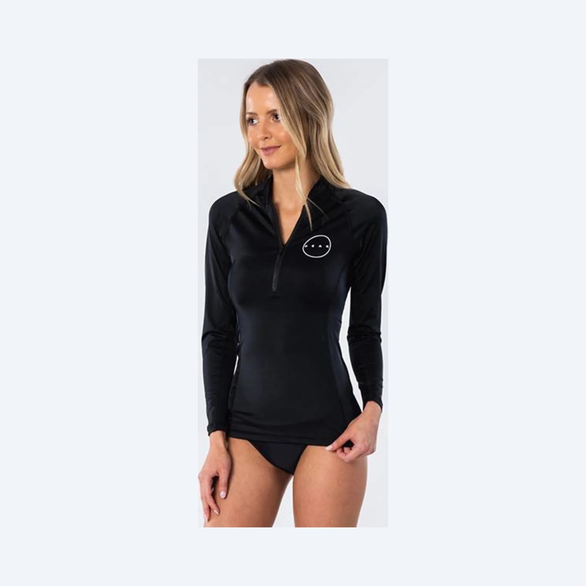 Peak Ladies 1/4 Zip Long Sleeve Rashie - Black