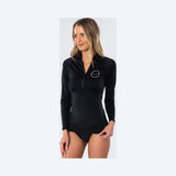 Peak Ladies 1/4 Zip Long Sleeve Rashie - Black