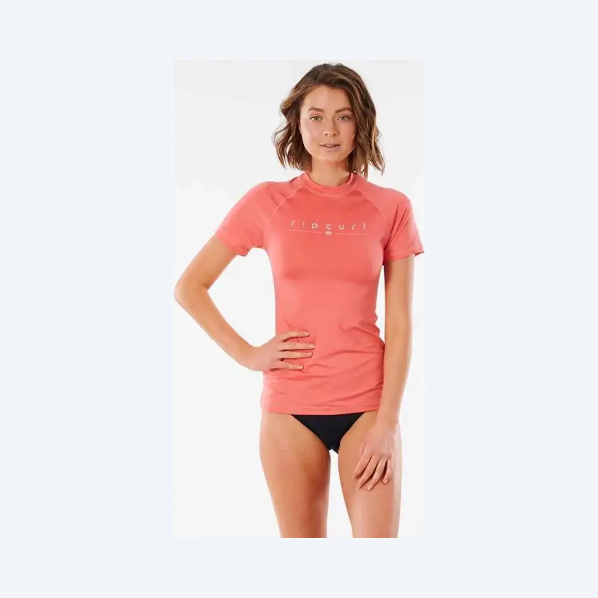 Rip Curl Ladies Golden Rays Short Sleeve Rashie - Coral