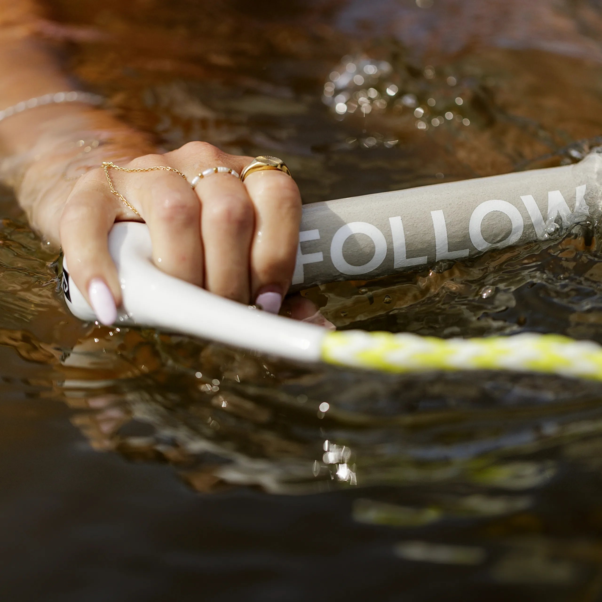 Follow Surf Rope & Handle - Fluro Yellow - action photo