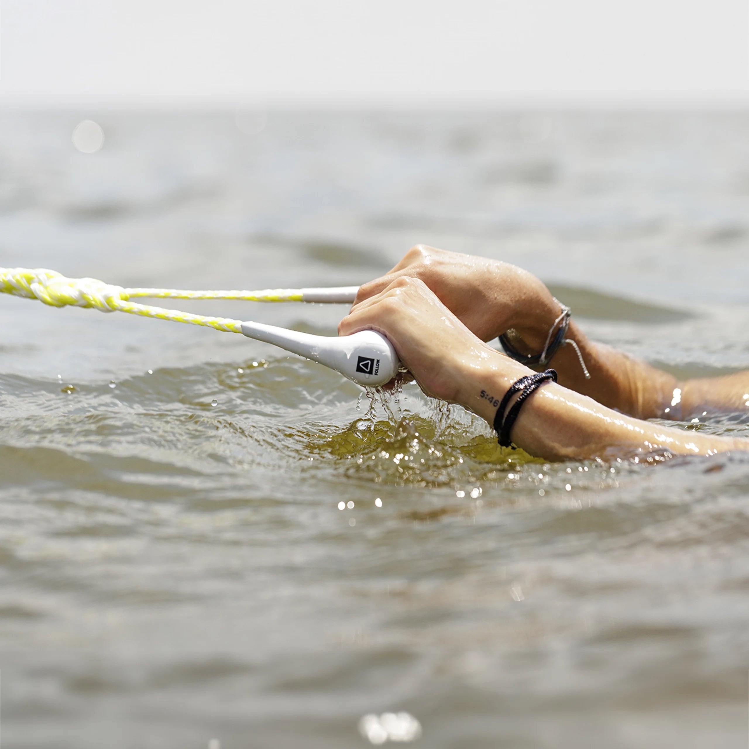 Follow Surf Rope & Handle - Fluro Yellow - action photo