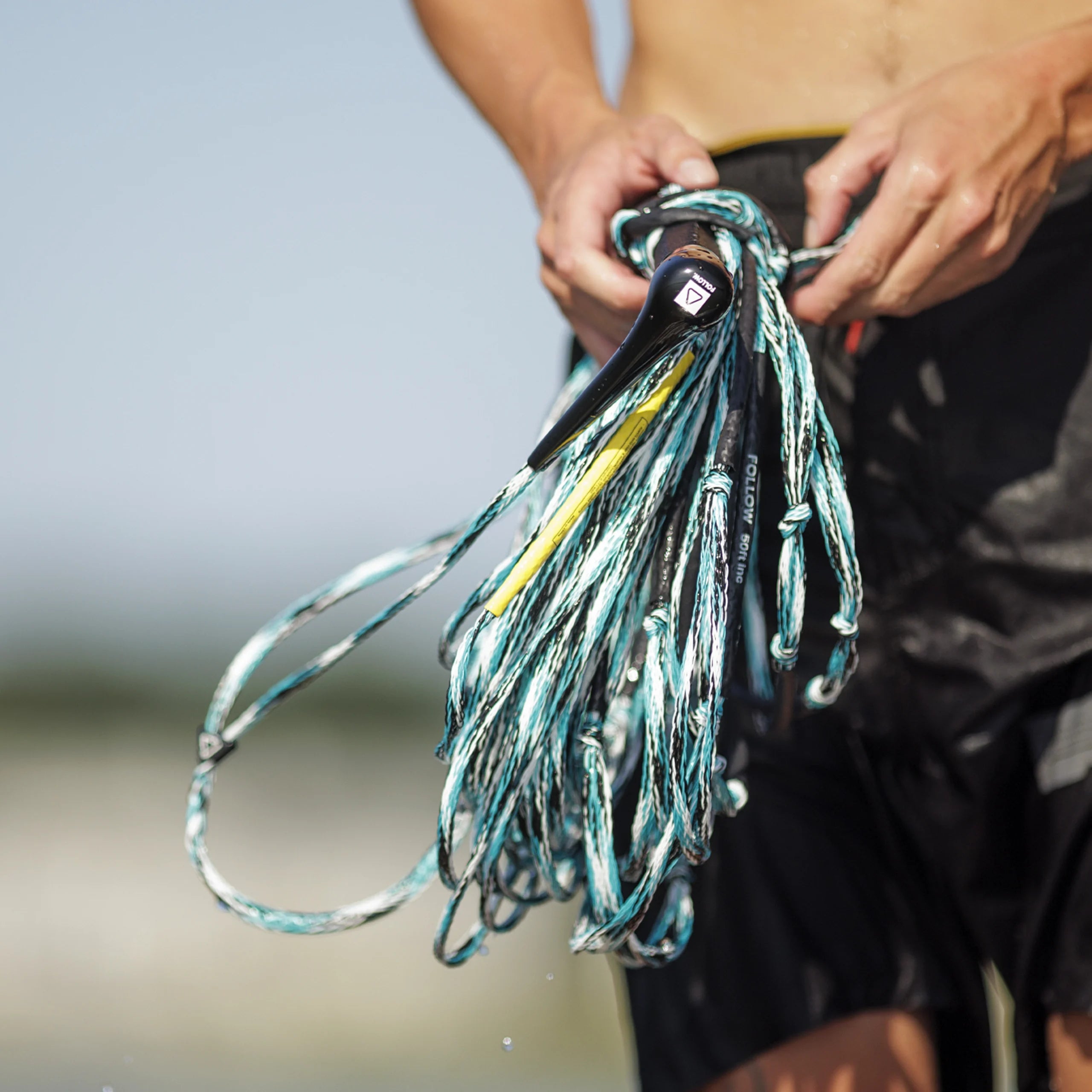 Follow Team Wakeboard Rope & Handle - Teal/Hex - action photo