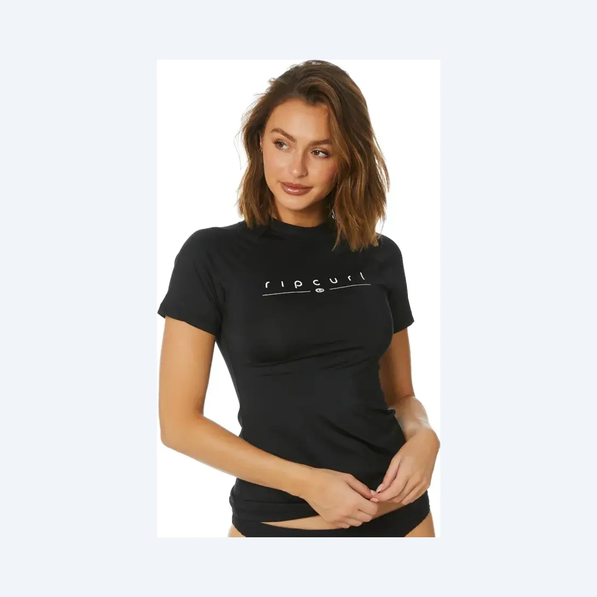 Rip Curl Ladies Golden Rays Short Sleeve Rashie - Black