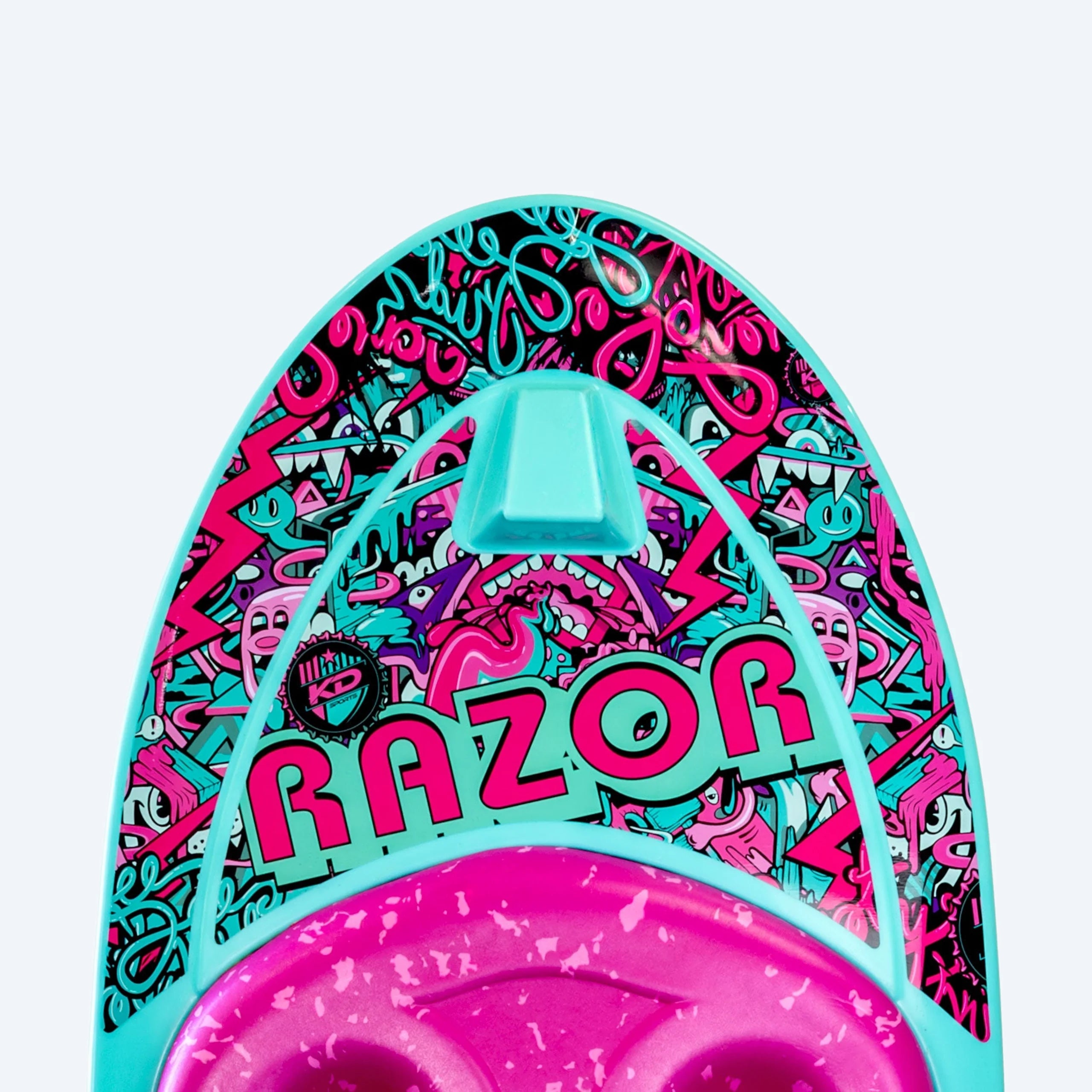 KD Razor kneeboard Teal/Pink – nose detail