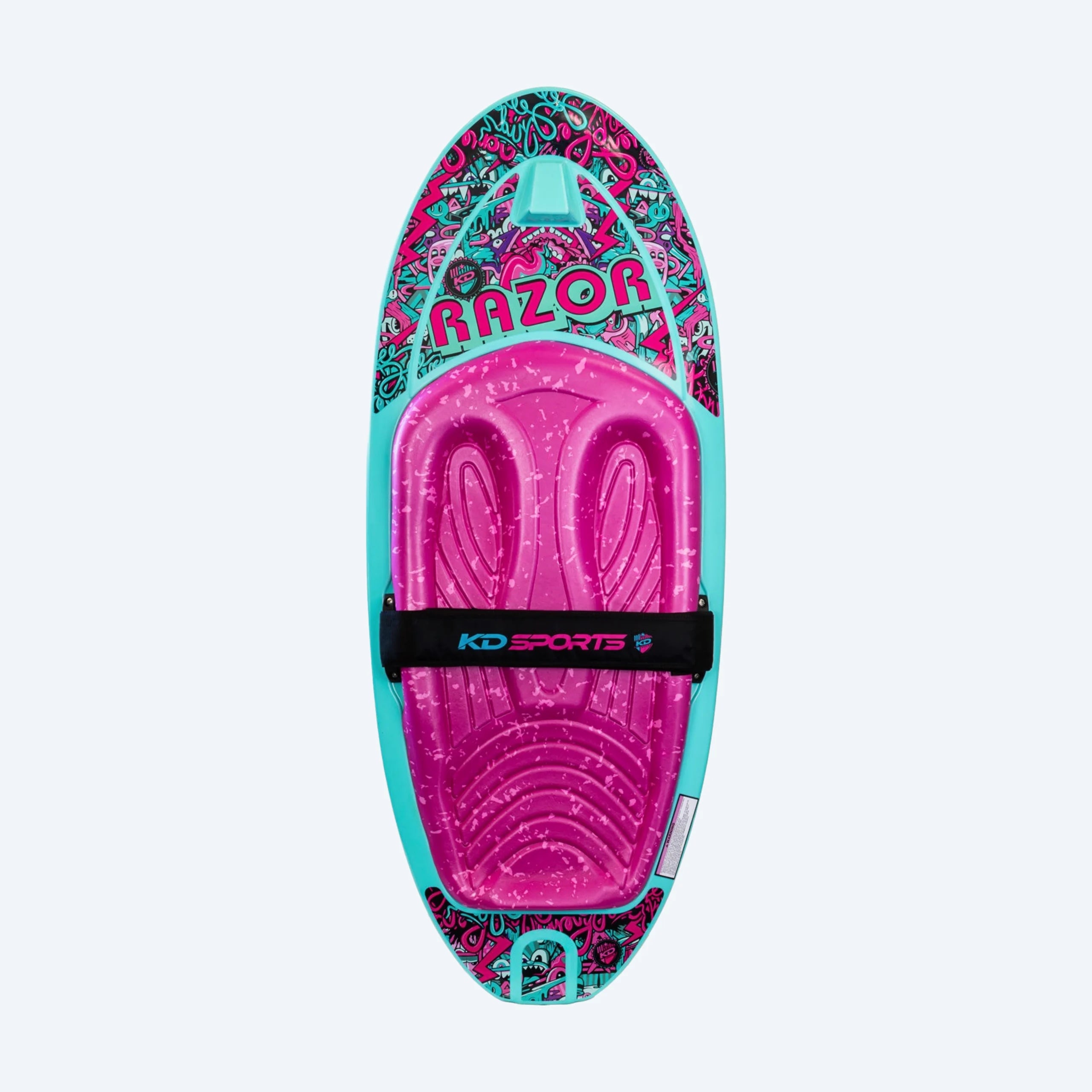 KD Razor kneeboard Teal/Pink – top view