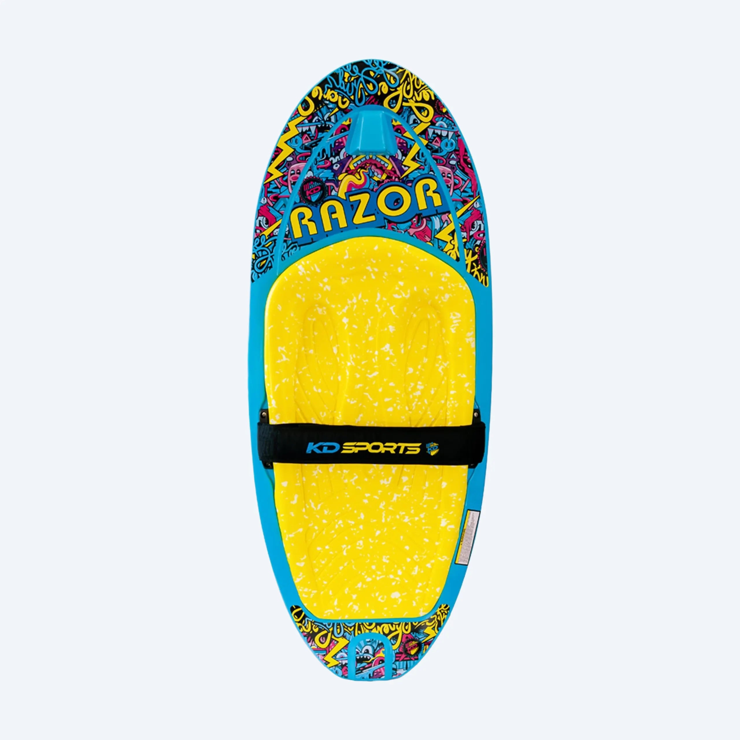 KD Razor kneeboard Blue/Yellow – top view